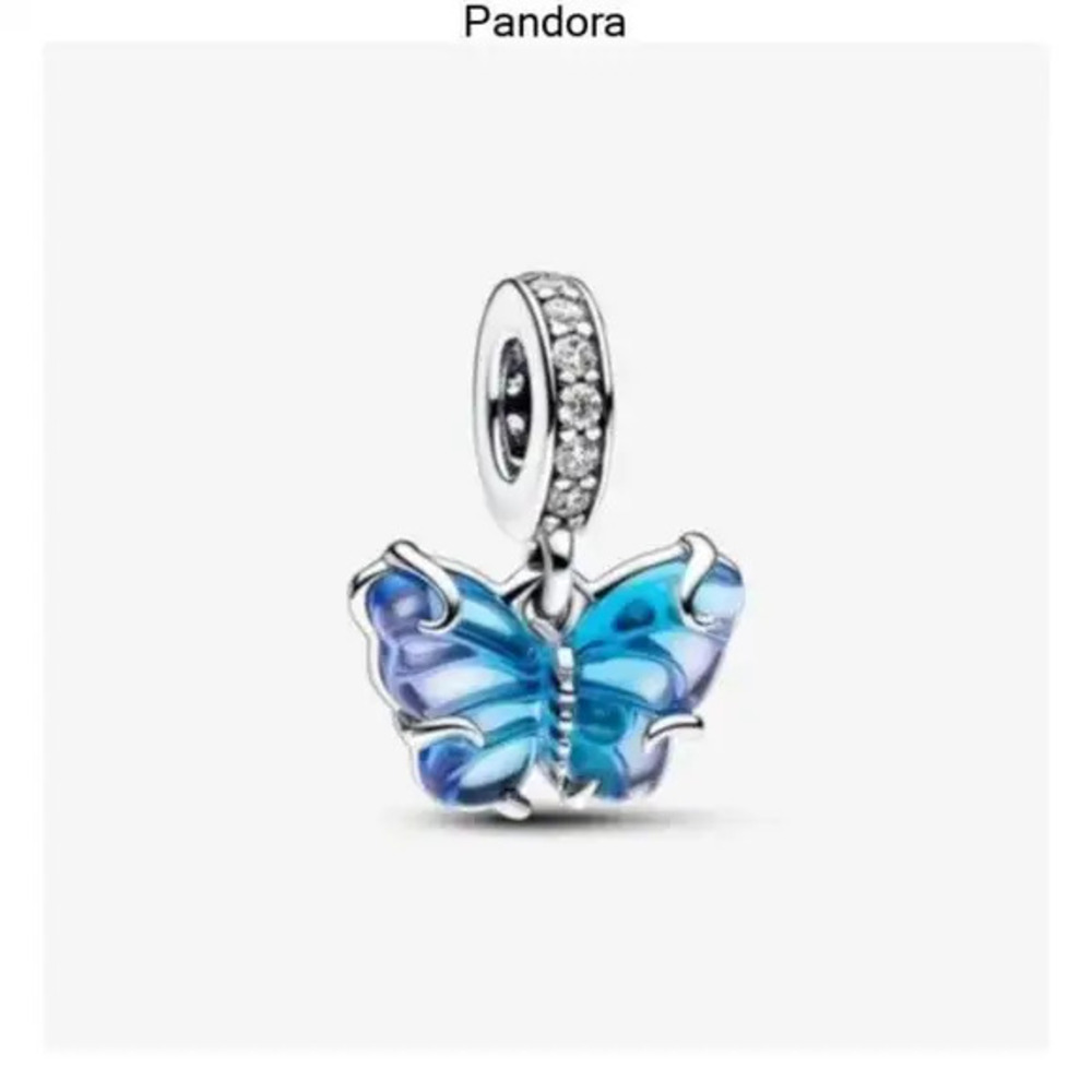 Pandora Blue Murano Glass Butterfly Dangle Charm